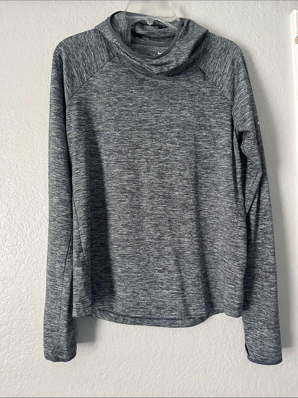 Nike Women's Gray Cowl Neck Performance Hoodie with thumb holes & chest pocket